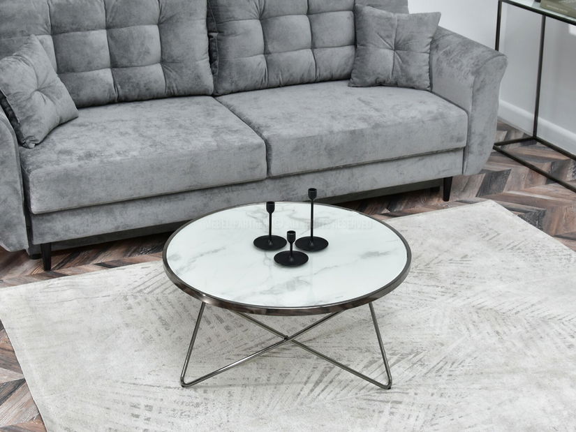 Konferenční stolek Armin Xl (bílý mramor + černá)