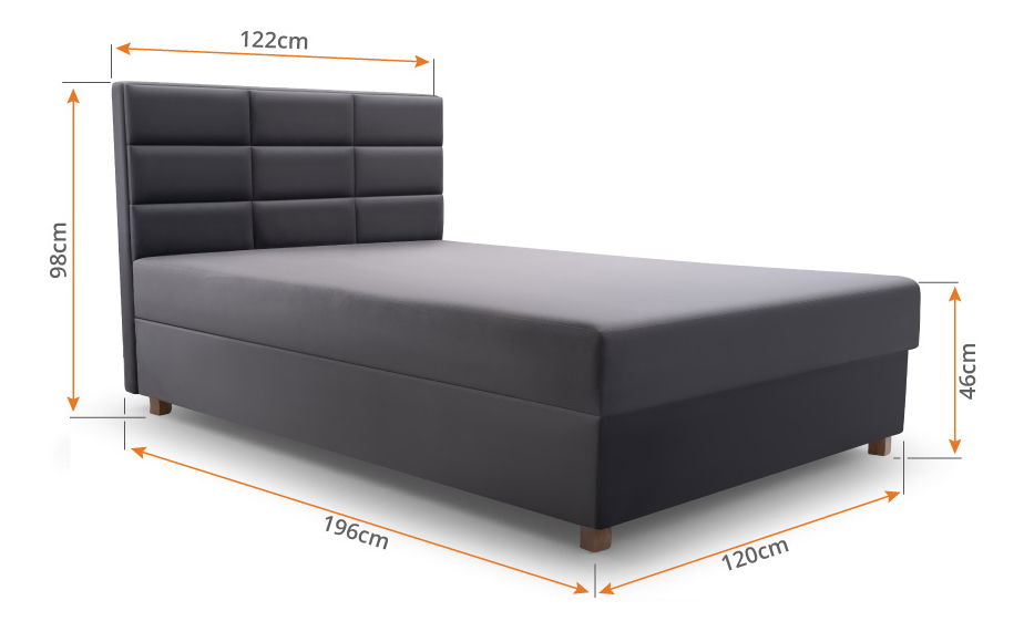 Jednolůžková postel 120 cm Picasso II (šedá) (s úl. prostorem a matrací)