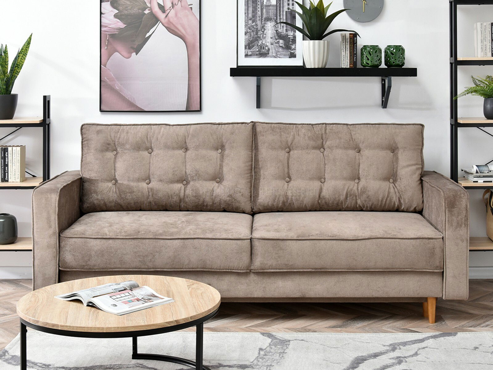 Pohovka dvousedačka Legacion (béžová + dub)