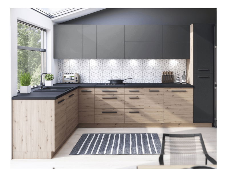 Horní kuchyňská skříňka G60KN Langari (dub artisan + šedá matná)
