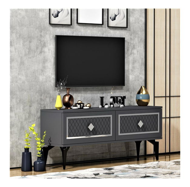 TV stolek/skříňka Mukanu (antracit + stříbrná)