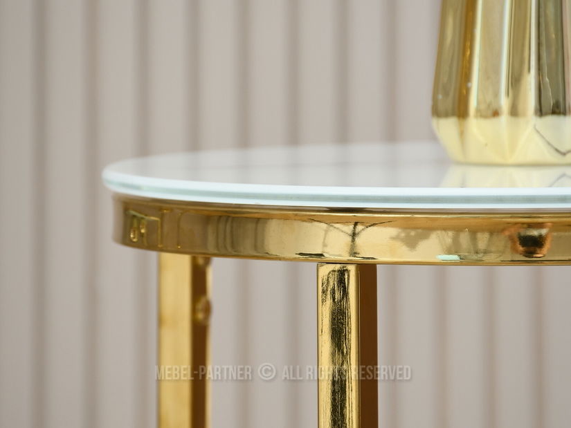 Konferenční stolek Calvis (bílý mramor + zlatá)