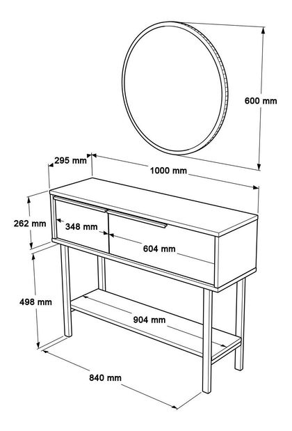 Konzolový stolek Otto 12 (se zrcadlem) (ořech + dub + černá)