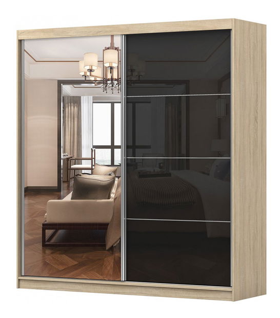 Šatní skříň Mebur 31 200 (dub sonoma + lesk černý)