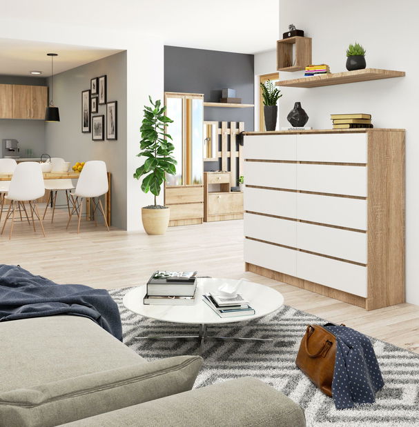 Komoda Keanu V (dub sonoma + bílá)