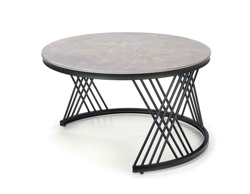 Set 2 ks. Konferenčních stolků Felecia (šedý mramor + černá)