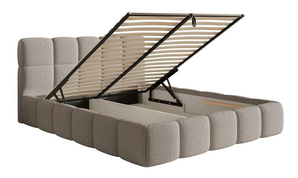 Manželská postel 180 cm Cirsten (s roštem) (s úl. prostorem) (světle šedá)