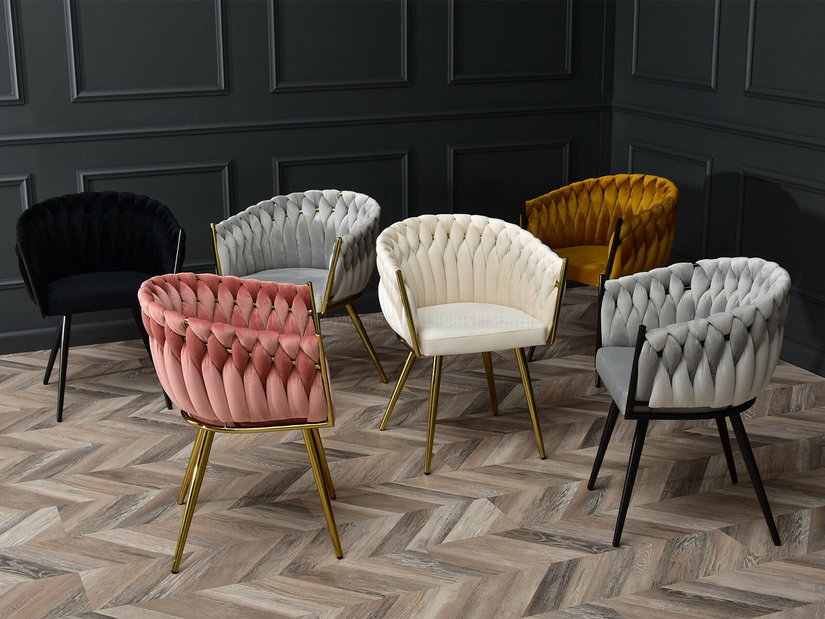 Jídelní židle Radio (šedá + zlatá)