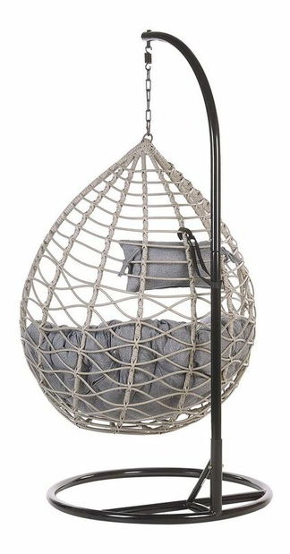 Závěsné křeslo se stojanem ASISA (polyratan) (šedá)