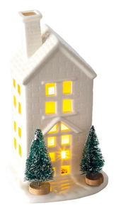 Porcelánový domeček LED 19cm RXL 393 (bílá)