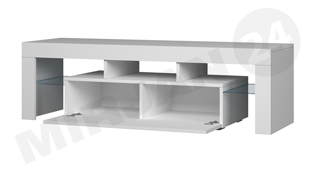 TV stolek/skříňka Gordo 138 (LED osvětlení) (bíla + bílý lesk) *výprodej