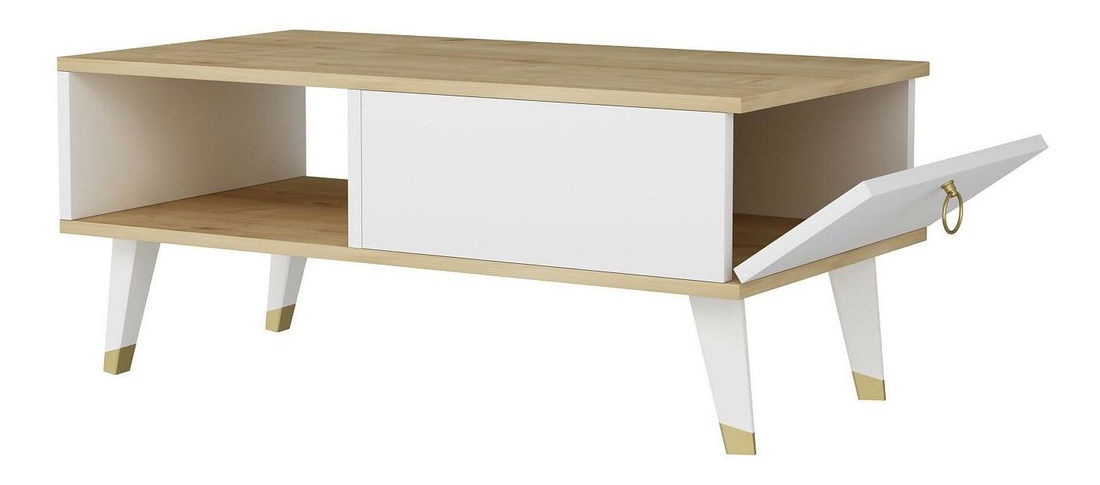 Konferenční stolek Papina (dub safírový + bílá)