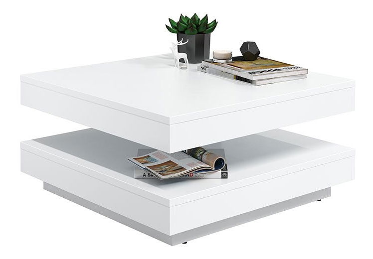 Konferenční stolek Dekur (bílá + světle šedá mramorová)