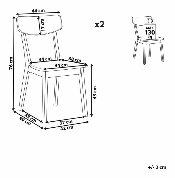 Set 2 ks. jídelních židlí Salmos (bílá)