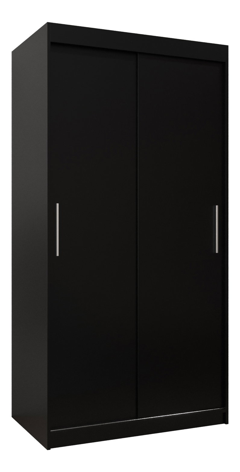 Šatní skříň 100 cm Toki (Černá matná + Černá matná)