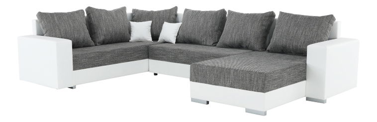 Rohová sedací souprava U Sergio bílá + šedá (P)