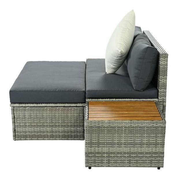 Zahradní ratanový set Debora (šedá + přírodní + krémová)