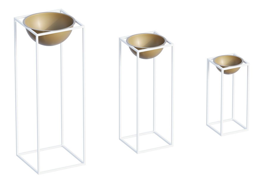 Dekorativní stojan na květiny Gwyneth (bílá + zlatá)