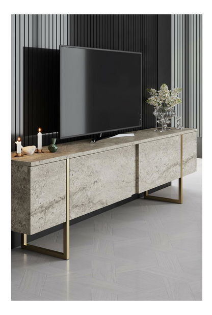 Sestava nábytku do obývacího pokoje Luna 1 (travertin + zlatá)