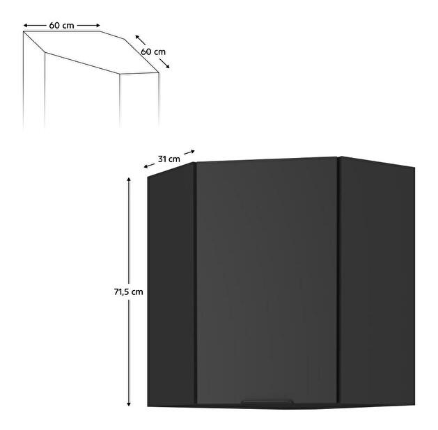 Horní rohová kuchyňská skříňka Sobera 60x60 GN 72 1F (černá)