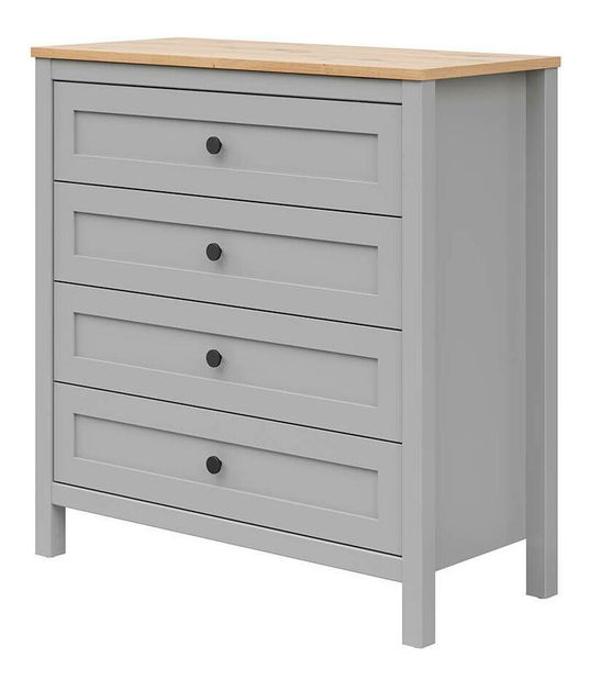 Komoda BRW Salga 4 (arktická šedá + dub artisan)