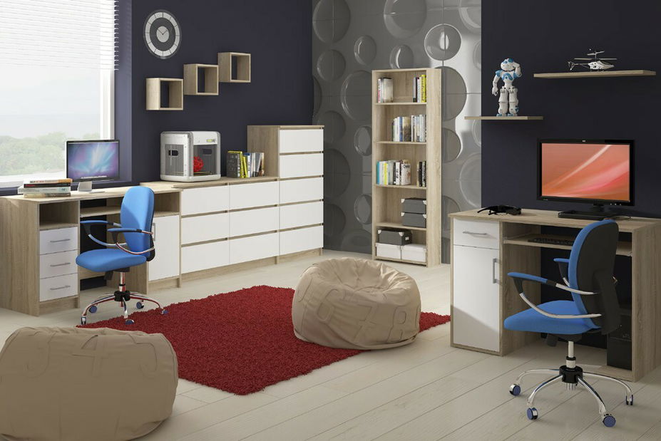 PC stolek Benicio (dub sonoma + bílá) (P)