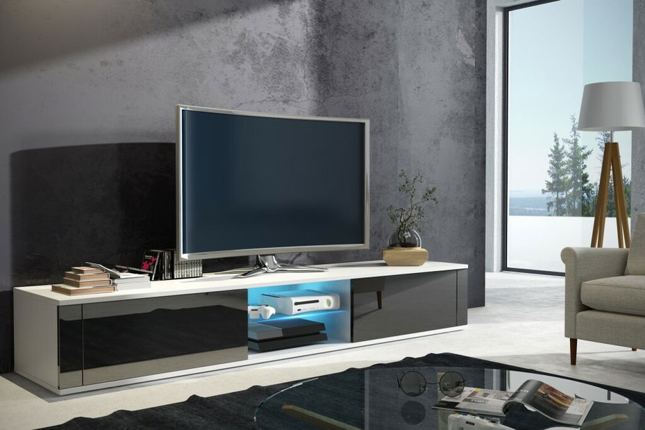 TV stolek/skříňka Hee (bílá + černý lesk)