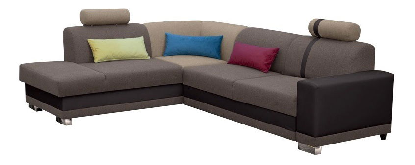 Rohová sedačka Veta (tmavě hnědá + světle hnědá + tmavě hnědá) (L)