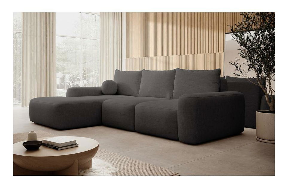 Rohová sedací souprava Carlito (L) (tmavě šedá + černá)