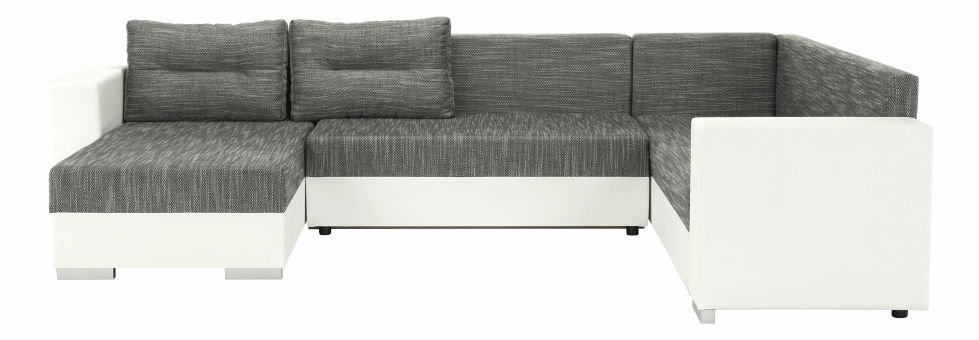 Rohová sedací souprava ve tvaru U Stalira (bílá + šedohnědá)