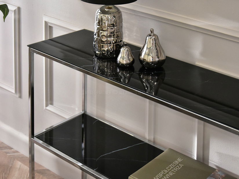 Konzolový stolek Bella Kons Bis (černý mramor + chromová)