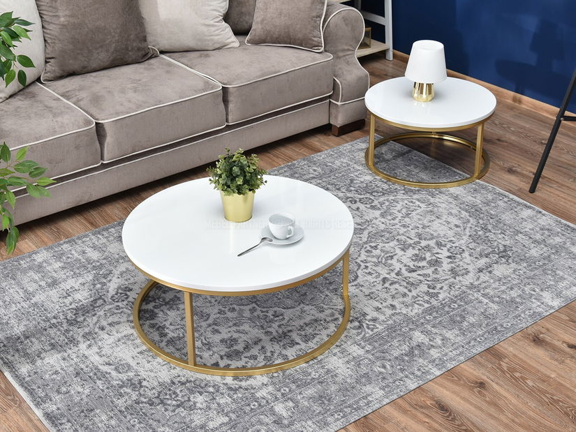 Konferenční stolek Kolja Stolek XL (bílá + zlatá)