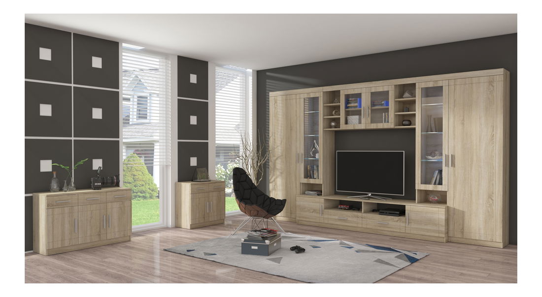 Obývací stěna Porton (dub sonoma) (bez osvětlení)