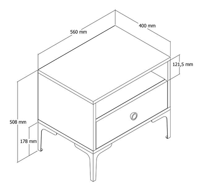 Noční stolek Lisabon (ořech + antracit)