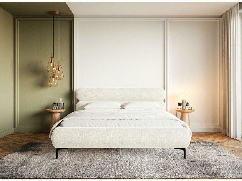 Manželská postel 160 cm Rirri 160B (s roštem) (krémová + černá)