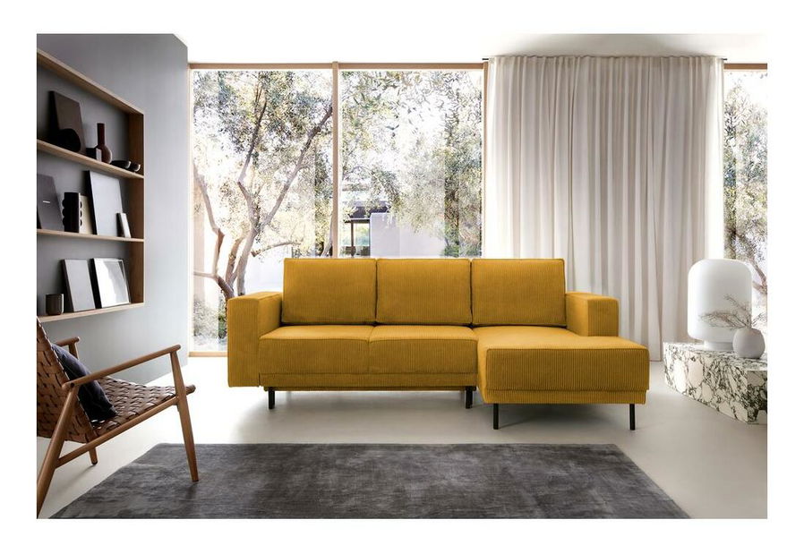 Rohová sedací souprava Rodriguez mini (P) (hořčicová + černá)