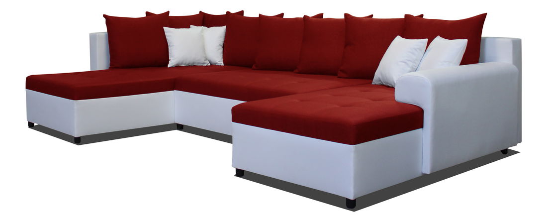 Rohová sedací souprava U Lisbona LB+2F+L (červená + bílá) (P)