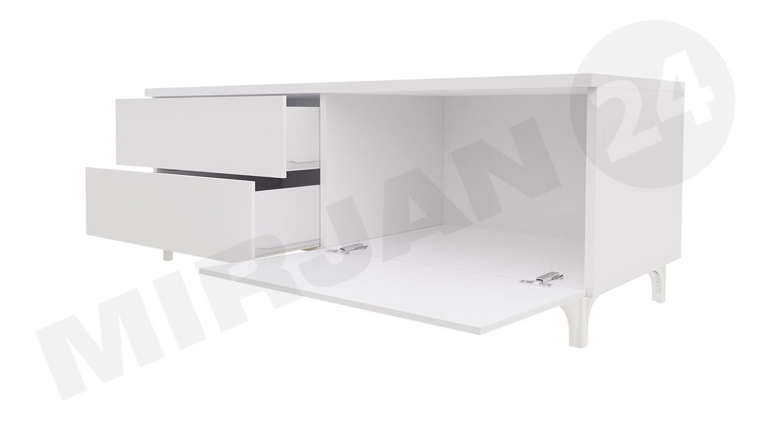 Set 2 TV skříněk Clea XI W Double (bílá + lesk bílý) (s modrým LED osvětlením)