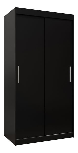 Šatní skříň 100 cm Toki (Černá matná + Černá matná)