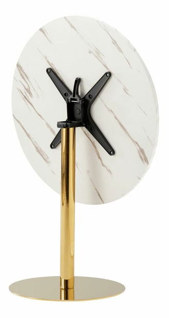 Jídelní stůl 80 LAMANT (světlý mramor + gold chrom + zlatá) (pro 2 osoby)