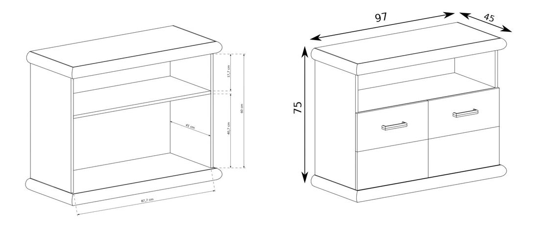 TV stolek/skříňka Kenny 12 (craft bílý + craft zlatý)