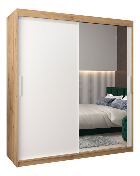 Šatní skříň 180 cm Toki 2 (Dub artisan + Bílá matná)