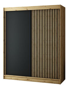 Šatní skříň 180 cm Ladonna (dub artisan + černá matná)