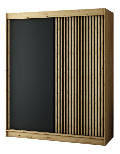 Šatní skříň 180 cm Ladonna (dub artisan + černá matná)