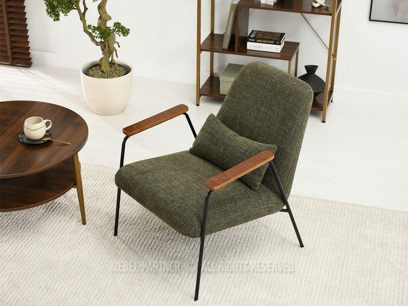 Křeslo Elba (zelená + ořech)