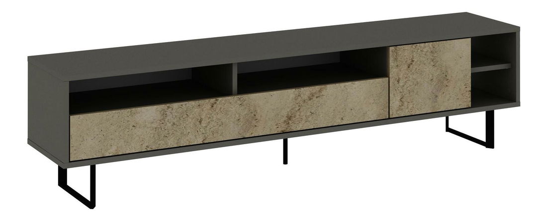 TV stolek/skříňka Lugar (šedý travertin)