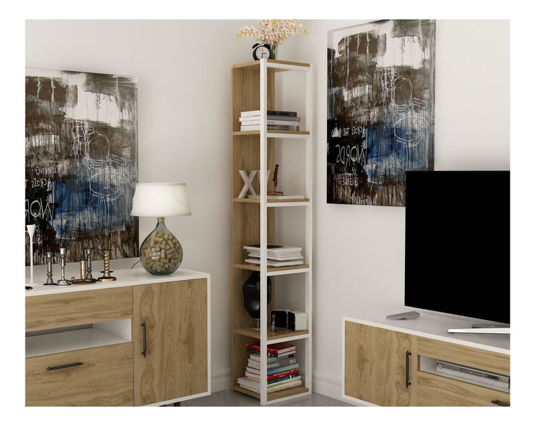 Regál Tortula (dub + bílá)
