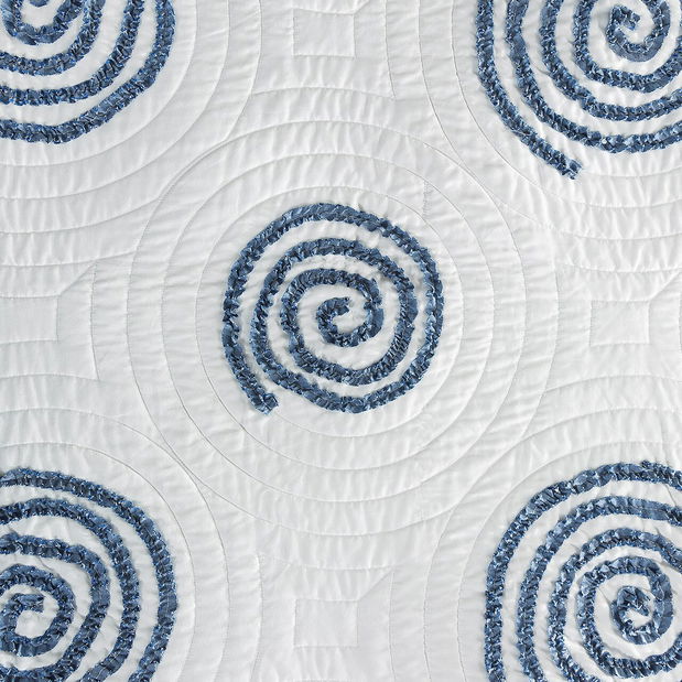 Přehoz na postel 240x220cm Opi (bílá + světlemodrá)