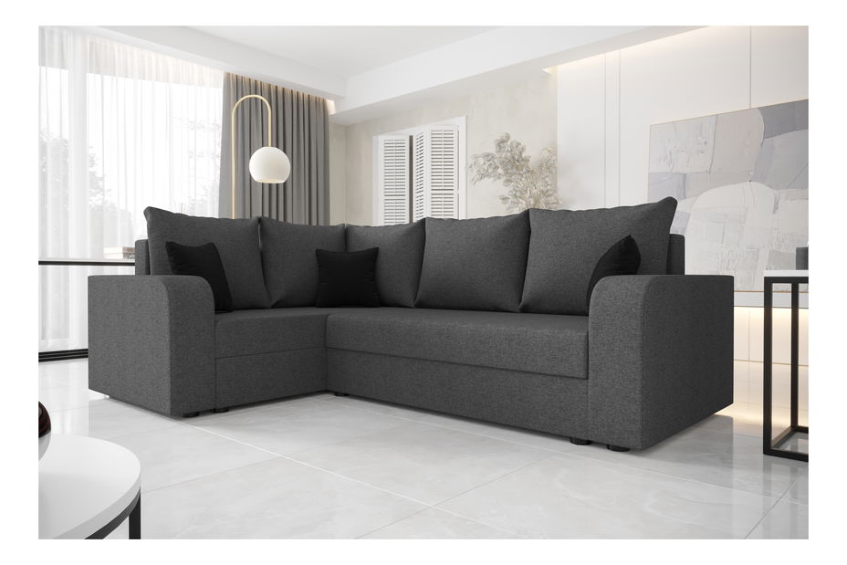 Rohová sedací souprava Harmony Plus (černá + šedá) (L)
