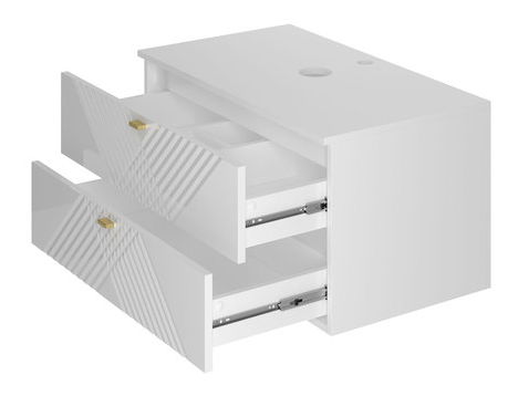 Koupelnová sestava Madrealla I (bílá + lesk bílý + zlatá) (s umyvadlem a sifonem)